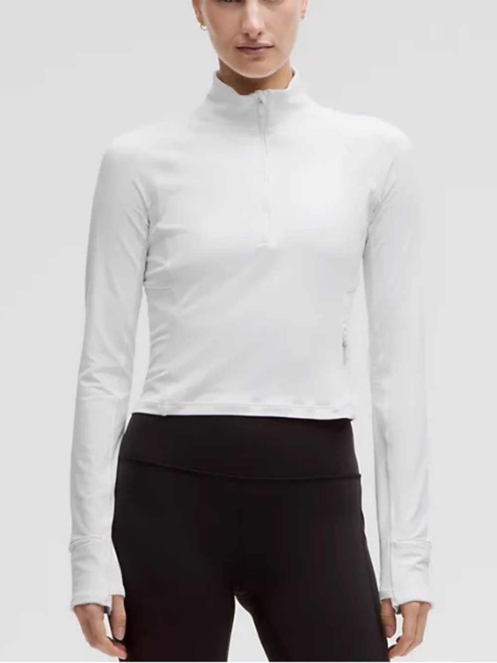 Lululemon Its Rulu Run Cropped Half Zip Updated White XS